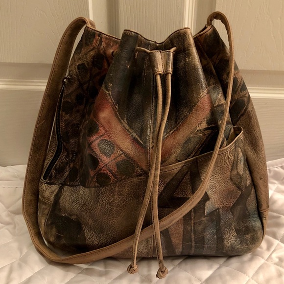 jane yoo Handbags - Jane Yoo leather hand painted wearable art bag